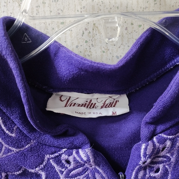 Vintage Vanity Fair Velour Sleepwear Medium Purple Floor Length Robe Kaftan - Picture 2 of 12